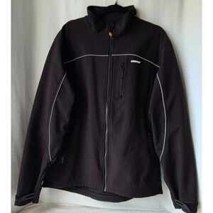 CAT Caterpillar Jacket Mens Large Black Softshell Reflective Operator Workwear